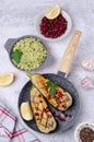 Fried eggplant with couscous