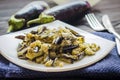 Fried eggplants with garlic