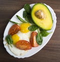 Fried eggs with avocad Royalty Free Stock Photo