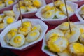 Fried eggs (bird eggs) in local market