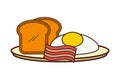 Fried eggs bread toast and bacon breakfast Royalty Free Stock Photo