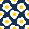 Fried eggs breakfast seamless pattern