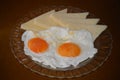 Fried eggs and cheese Royalty Free Stock Photo