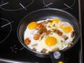 Fried eggs close up Royalty Free Stock Photo