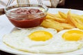 Fried eggs with french fries