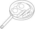 Fried eggs and hotdog coloring page