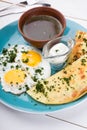 Fried eggs with miso soup broth Royalty Free Stock Photo