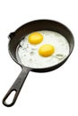 Fried eggs on pan