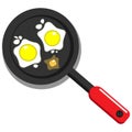 Fried eggs in a pan or omelet and cooking icon isolated white background. eps 10 vector Royalty Free Stock Photo