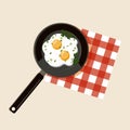 Fried eggs on pan with parsley Royalty Free Stock Photo