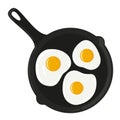 Fried eggs in a pan. Vector hand drawn illustration. Royalty Free Stock Photo