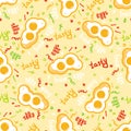 Fried eggs seamless pattern