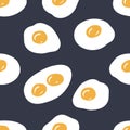 Fried eggs seamless pattern great design for any purposes. Hand drawn vector illustration Royalty Free Stock Photo