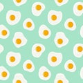 Fried eggs seamless pattern. Vector hand drawn illustration. Royalty Free Stock Photo