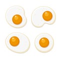 Fried Eggs Set. Flat Style on White Background. Vector