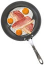 Fried Eggs with Smoked Pork Ham Rasher in Teflon Frying Pan Isolated Royalty Free Stock Photo