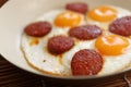 Fried eggs with sucuk Royalty Free Stock Photo