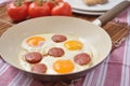 Fried eggs with sucuk Royalty Free Stock Photo