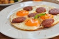 Fried eggs with sucuk Royalty Free Stock Photo