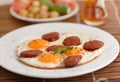 Fried eggs with sucuk Royalty Free Stock Photo