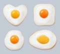 Fried eggs. Tasty breakfast witih chicken eggs decent vector realistic template