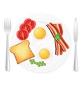 Fried eggs with toast bacon and vegetables on a plate vector ill