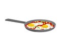 Fried Eggs With Vegetables And Sauce On Pot Vector Illustration Royalty Free Stock Photo