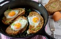 Fried eggs in a whole Royalty Free Stock Photo