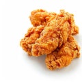 Fried excellence Crispy chicken photographed against a simple white background