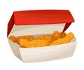 Fried Fast Food Chicken Legs Packed in Takeaway Carton Box Vector Illustration