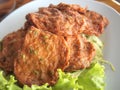 Fried fish cakes, thai food style Royalty Free Stock Photo