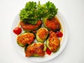Fried fish roe on a cucumber slice decorated with dill