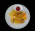 Fried fish chip and french fries snack