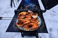 Grilled fish. Salmon filet without skin grilled on both sides.