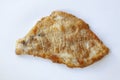 Fried fish fillet from the flatfish flounder on white background