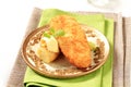 Fried fish fillet with new potatoes Royalty Free Stock Photo