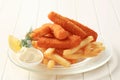 Fried fish fingers and French fries Royalty Free Stock Photo