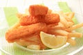 Fried fish fingers and French fries Royalty Free Stock Photo