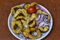 Fried Fish, french fries, coleslaw, hushpuppies, is a meal containing battered or breaded fried fish Royalty Free Stock Photo