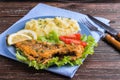 Fried fish with mashed potatoes Royalty Free Stock Photo