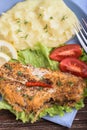 Fried fish with mashed potatoes Royalty Free Stock Photo