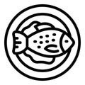 Fried fish microplastics pollution icon outline vector. Water food