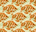 Fried fish pattern seamless. fried perch background Royalty Free Stock Photo
