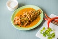 Fried fish in red curry