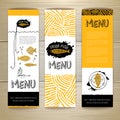 Fried fish restaurant menu concept design. Corporate identity.