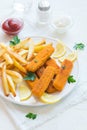 Fried Fish Sticks with French Fries Royalty Free Stock Photo