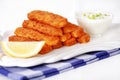 Fried fish sticks with remoulade Royalty Free Stock Photo