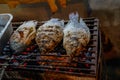 Fried fish on street market