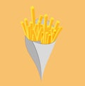 Fried French fries in cone paper cone bag vector illustration Royalty Free Stock Photo