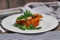 Fried white fish with vegetables